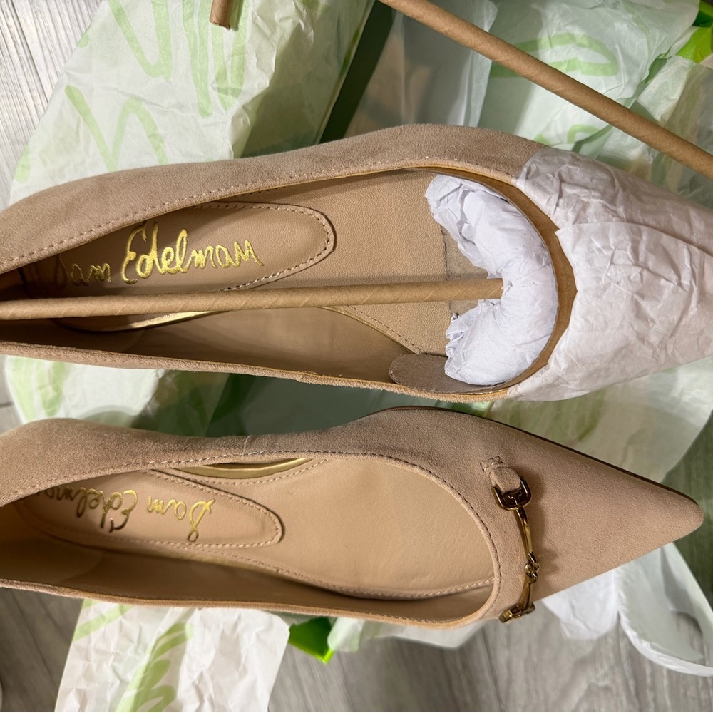 Sam Edelman Blush Pointed Toe Ballet Nori Flat with Gold Bit - Picture 2 of 8
